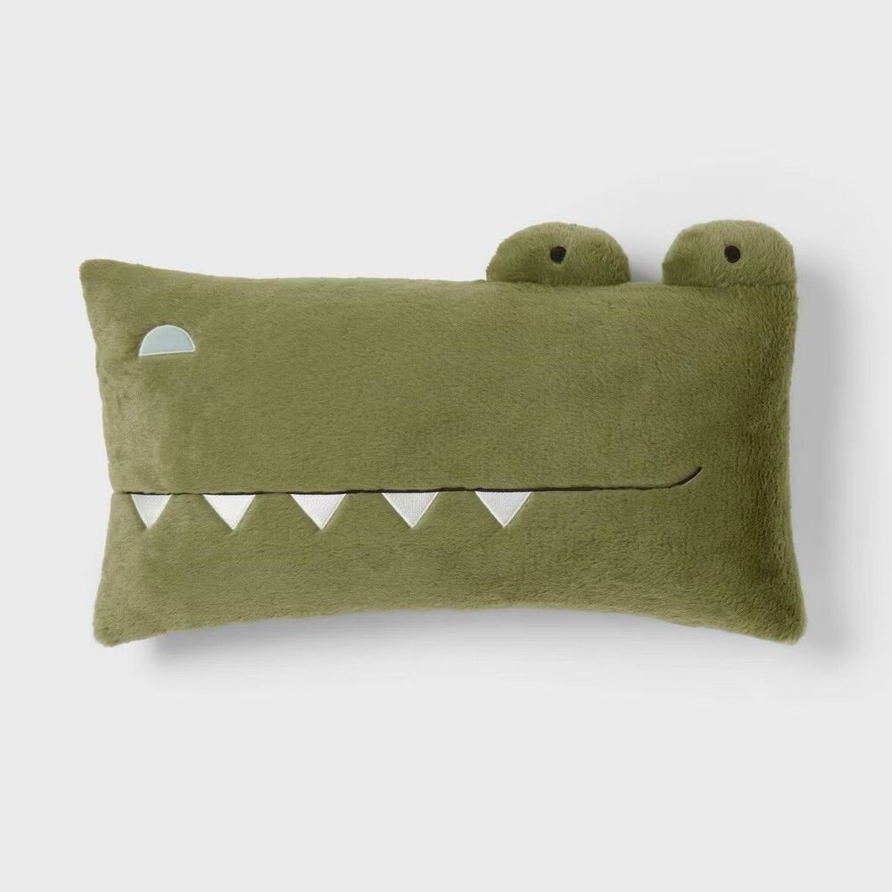 Pillowfort™ Alligator Kids Decorative Bed Pillow Plush Accent Throw Pillow Green